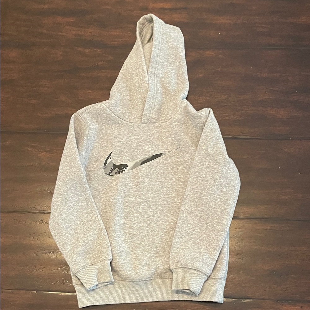Nike Gray Kids Hoodie with Black Logo